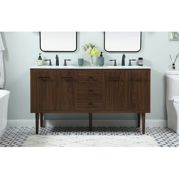 Elegant Kitchen/Bath Cyrus 60" Single Bathroom Vanity, Walnut