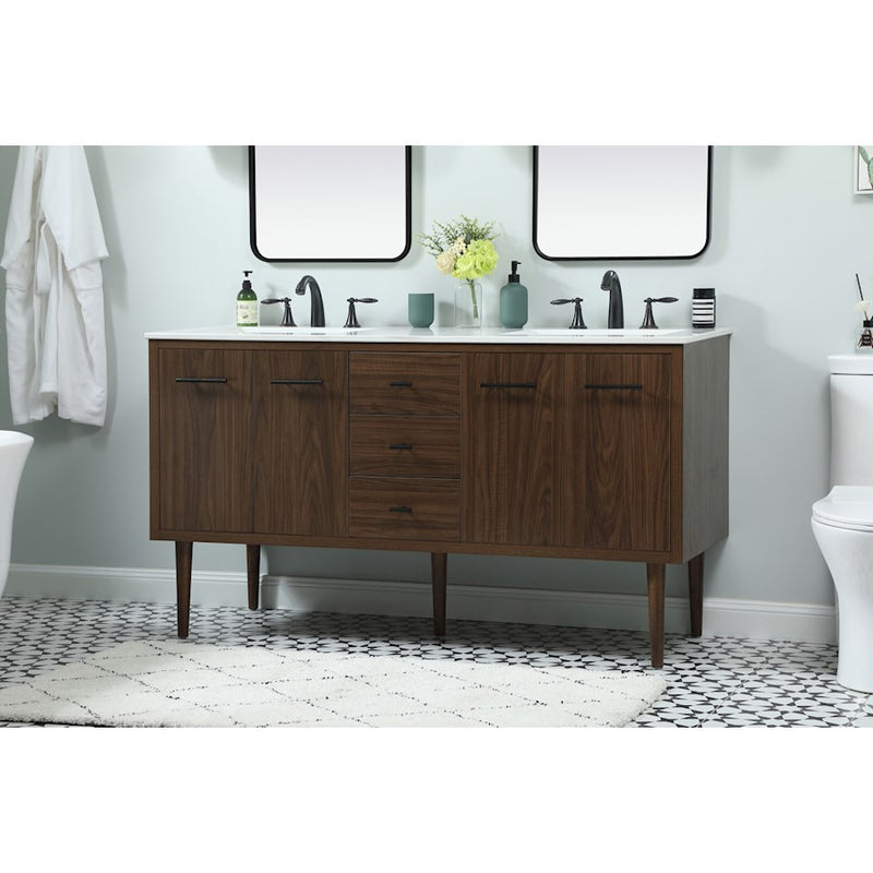 Elegant Kitchen/Bath Cyrus 60" Single Bathroom Vanity, Walnut