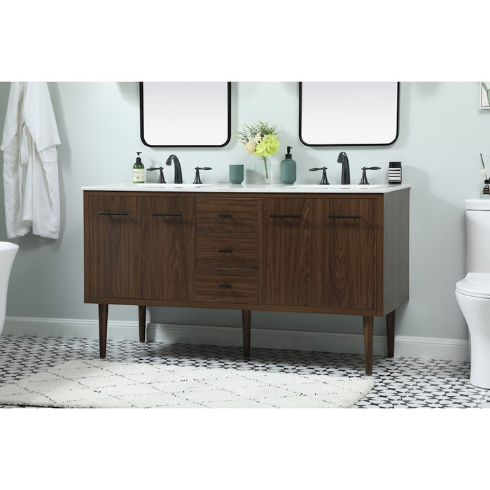 Elegant Kitchen/Bath Cyrus 60" Single Bathroom Vanity, Walnut