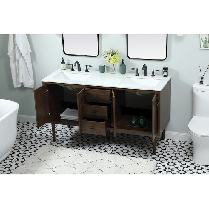 Elegant Kitchen/Bath Cyrus 60" Single Bathroom Vanity, Walnut