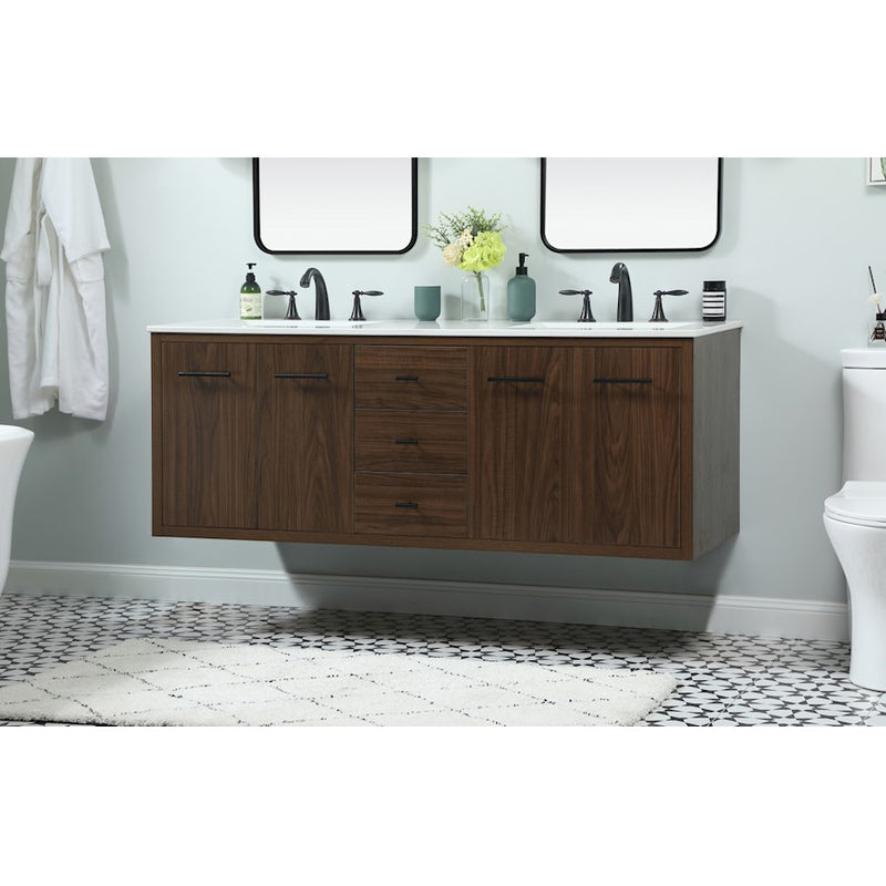 Elegant Kitchen/Bath Cyrus 60" Single Bathroom Vanity, Walnut