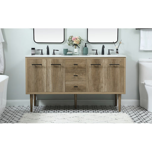 Elegant Kitchen/Bath Cyrus 60" Single Bathroom Vanity, Natural Oak