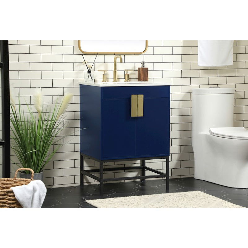 Elegant Kitchen/Bath Eugene 24" Single Bathroom Vanity, Blue
