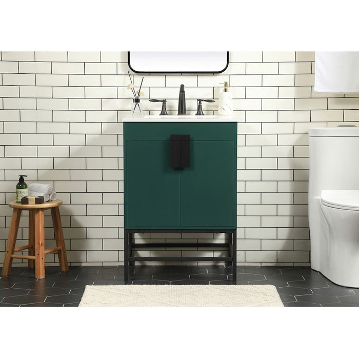 Elegant Kitchen/Bath Eugene 24" Single Bathroom Vanity, Green