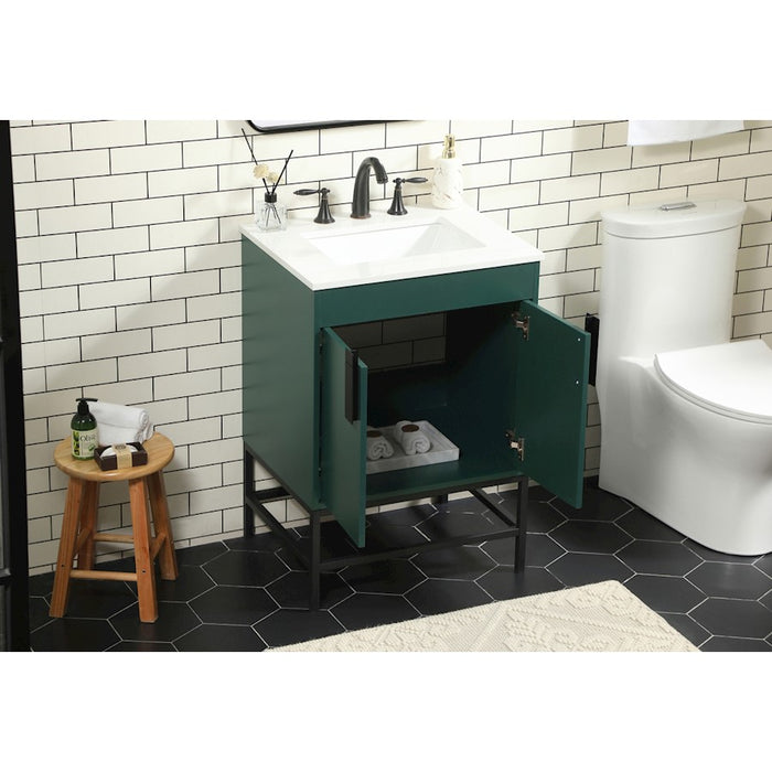 Elegant Kitchen/Bath Eugene 24" Single Bathroom Vanity, Green