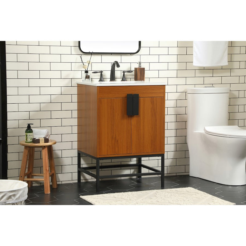 Elegant Kitchen/Bath Eugene 24" Single Bathroom Vanity, Teak