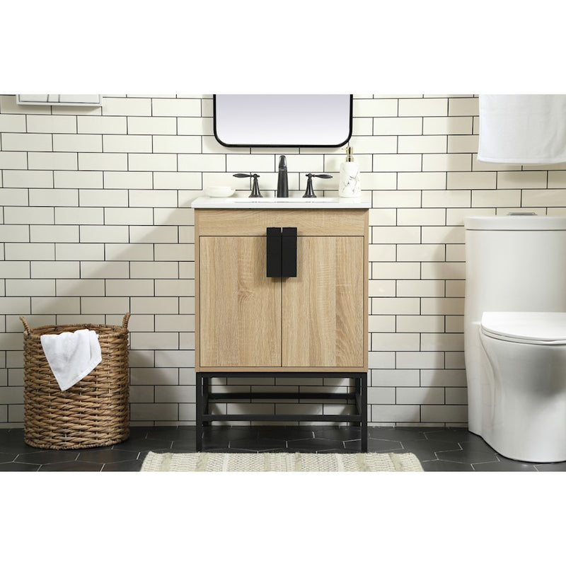 Elegant Kitchen/Bath Eugene 24" Single Bathroom Vanity, Mango Wood