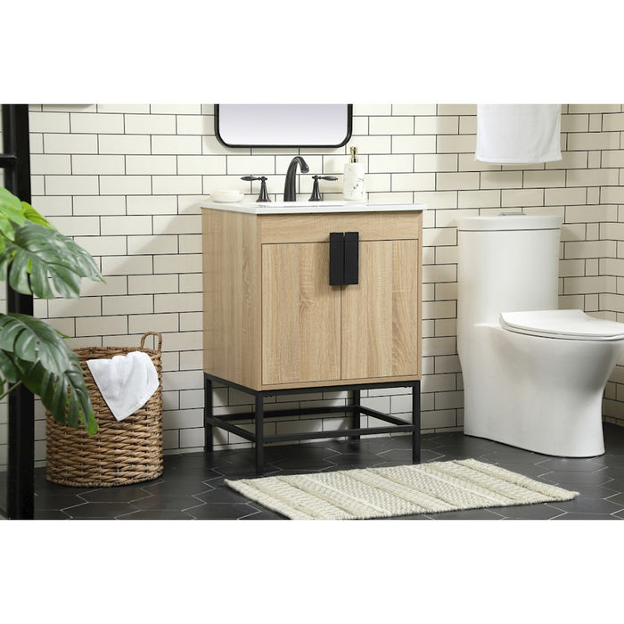 Elegant Kitchen/Bath Eugene 24" Single Bathroom Vanity, Mango Wood