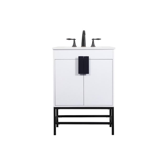Elegant Kitchen/Bath Eugene 24" Single Bathroom Vanity, White - VF48824MWH