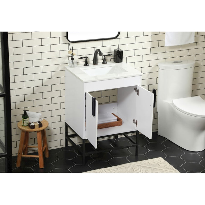 Elegant Kitchen/Bath Eugene 24" Single Bathroom Vanity, White