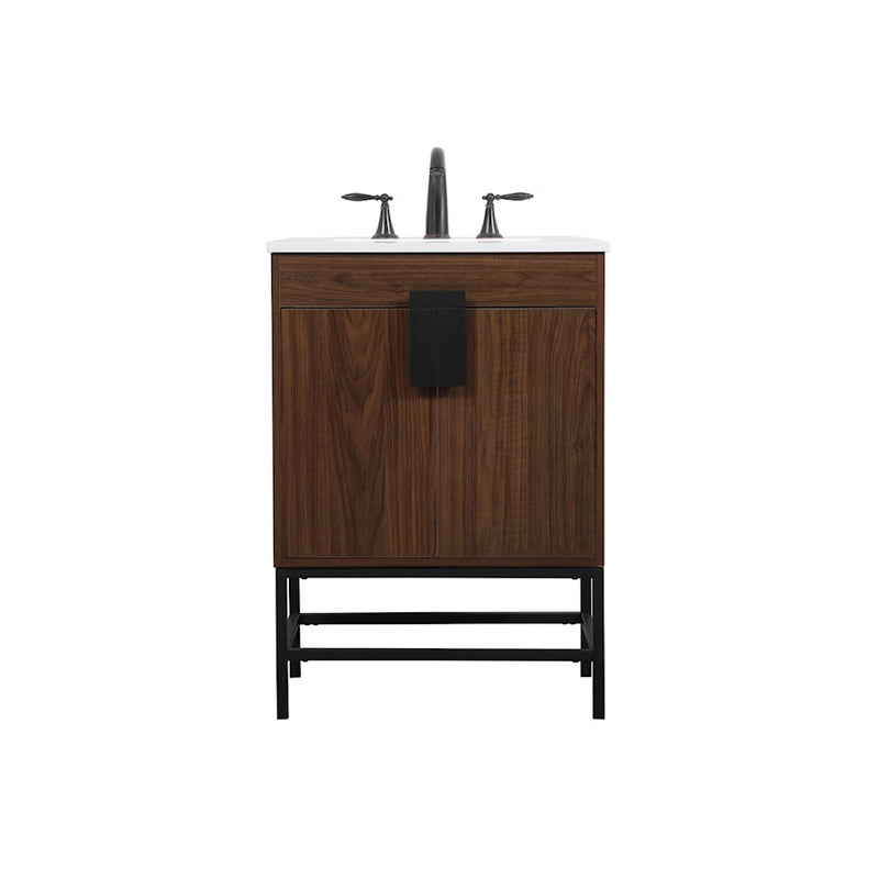 Elegant Kitchen/Bath Eugene 24" Single Bathroom Vanity, Walnut - VF48824MWT