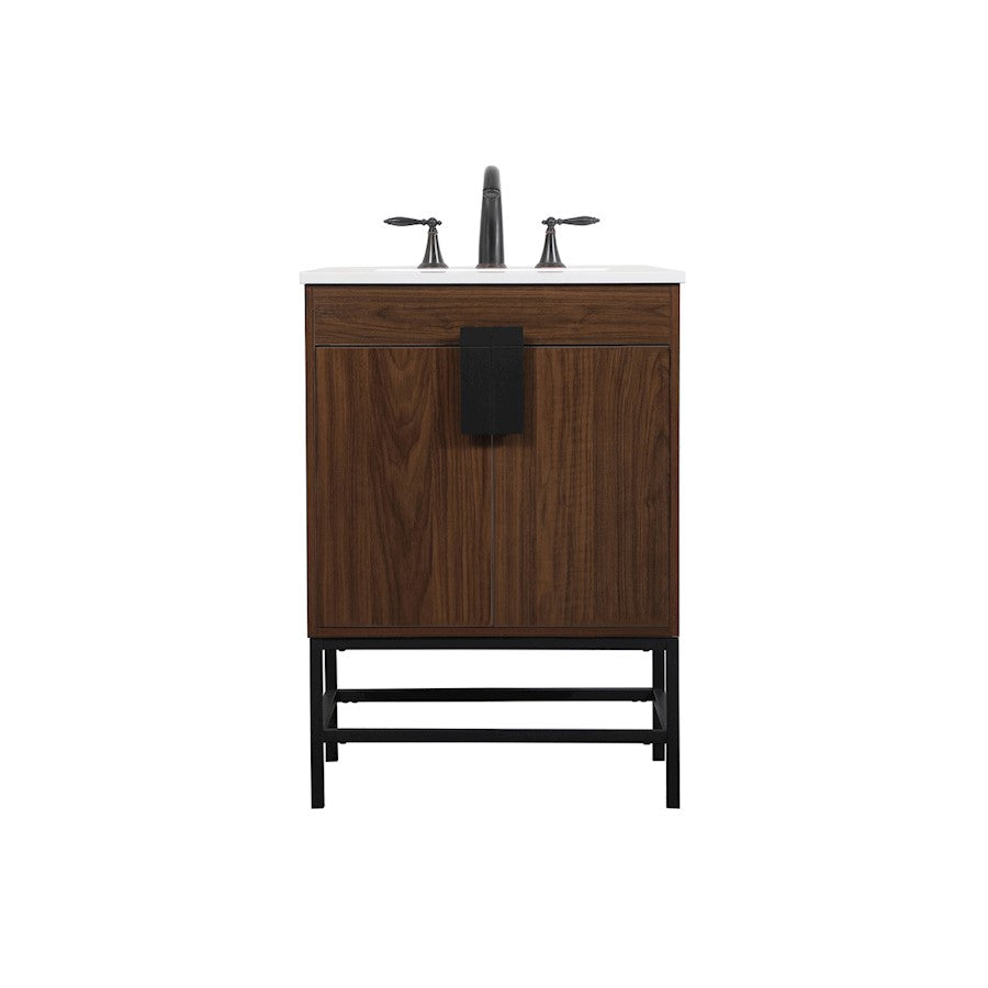 Elegant Kitchen/Bath Eugene 24" Single Bathroom Vanity, Walnut - VF48824MWT