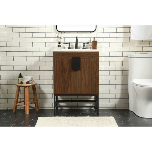 Elegant Kitchen/Bath Eugene 24" Single Bathroom Vanity, Walnut