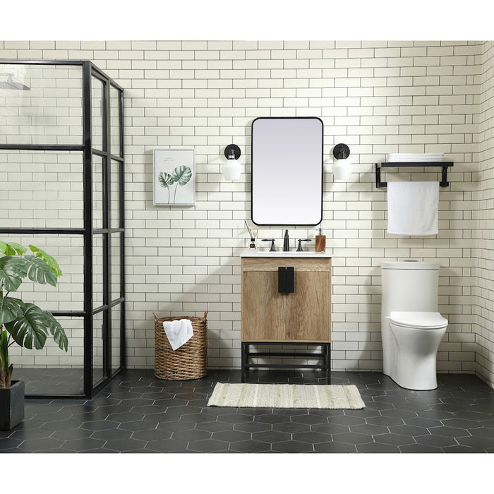 Elegant Kitchen/Bath Eugene 24" Single Bathroom Vanity, Walnut