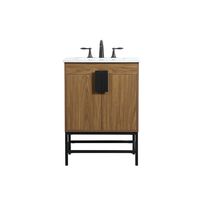 Elegant Kitchen/Bath Eugene 24" Single Bathroom Vanity, Walnut Brown - VF48824WB