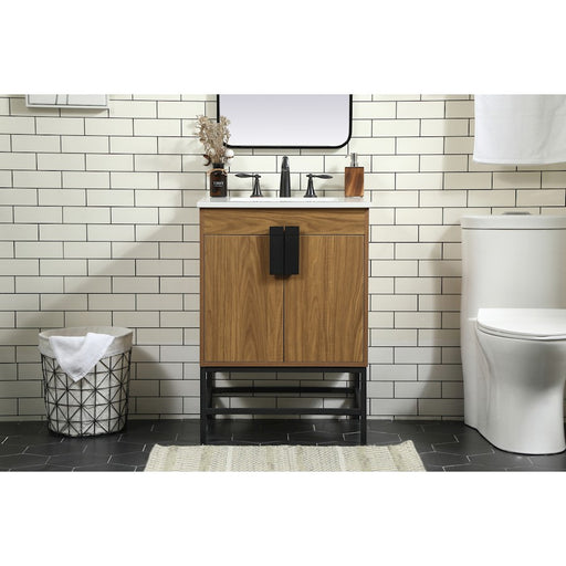 Elegant Kitchen/Bath Eugene 24" Single Bathroom Vanity, Walnut Brown
