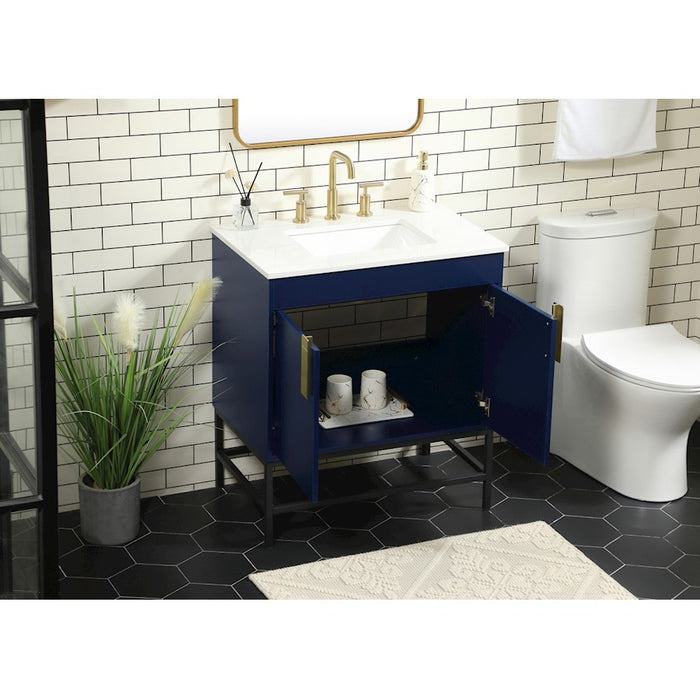 Elegant Kitchen/Bath Eugene 30" Single Bathroom Vanity, Blue