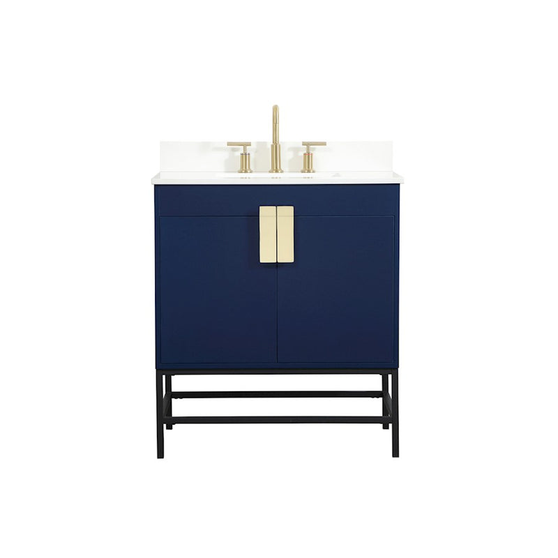 Elegant Eugene 30" Single Bathroom Vanity, Blue/Backsplash - VF48830MBL-BS