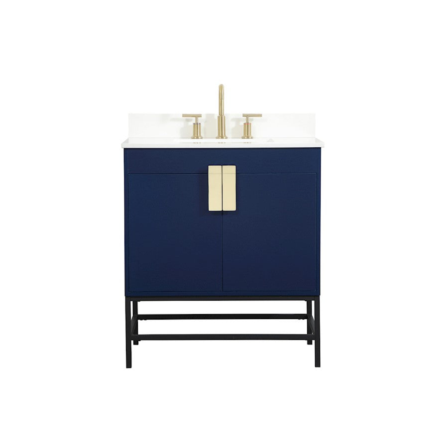 Elegant Eugene 30" Single Bathroom Vanity, Blue/Backsplash - VF48830MBL-BS