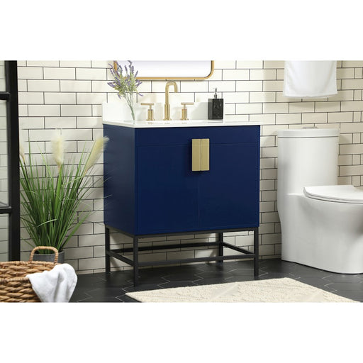 Elegant Eugene 30" Single Bathroom Vanity, Blue/Backsplash