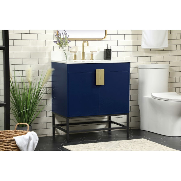 Elegant Eugene 30" Single Bathroom Vanity, Blue/Backsplash
