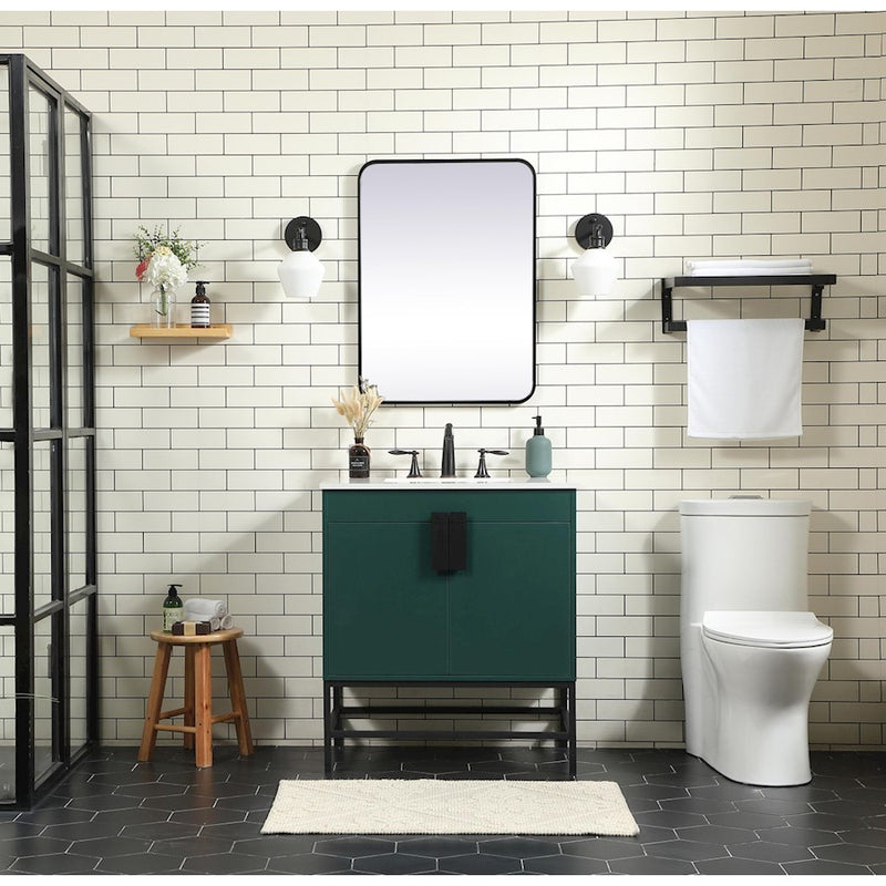 Elegant Eugene 30" Single Bathroom Vanity, Blue/Backsplash
