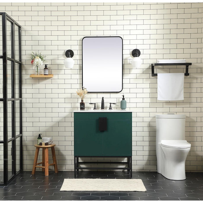 Elegant Eugene 30" Single Bathroom Vanity, Blue/Backsplash