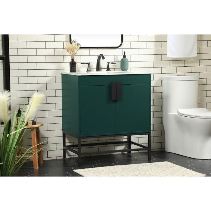 Elegant Kitchen/Bath Eugene 30" Single Bathroom Vanity, Green