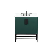 Elegant Eugene 30" Single Bathroom Vanity, Green/Backsplash - VF48830MGN-BS