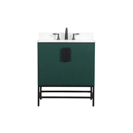 Elegant Eugene 30" Single Bathroom Vanity, Green/Backsplash - VF48830MGN-BS
