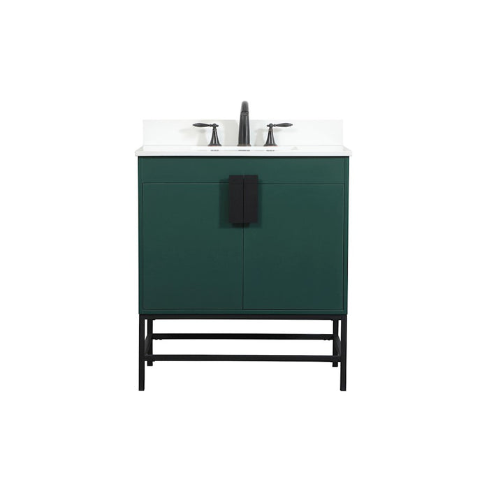 Elegant Eugene 30" Single Bathroom Vanity, Green/Backsplash - VF48830MGN-BS