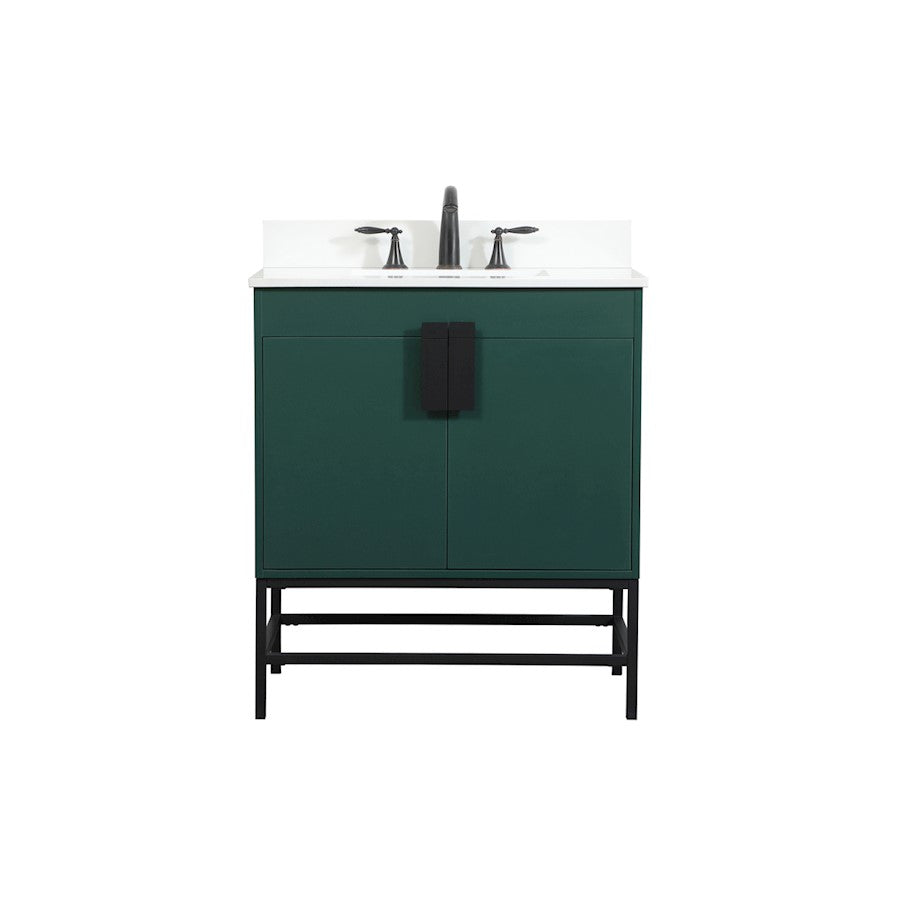 Elegant Eugene 30" Single Bathroom Vanity, Green/Backsplash - VF48830MGN-BS