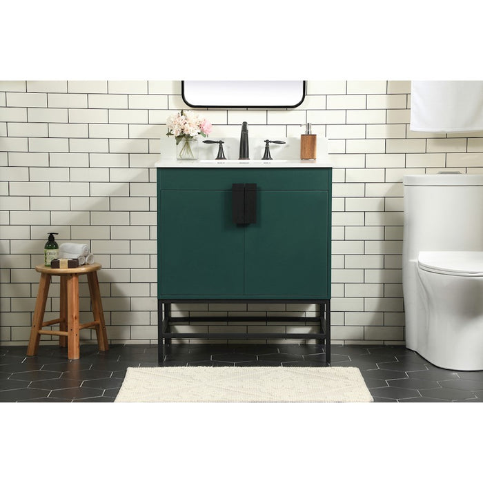 Elegant Eugene 30" Single Bathroom Vanity, Green/Backsplash