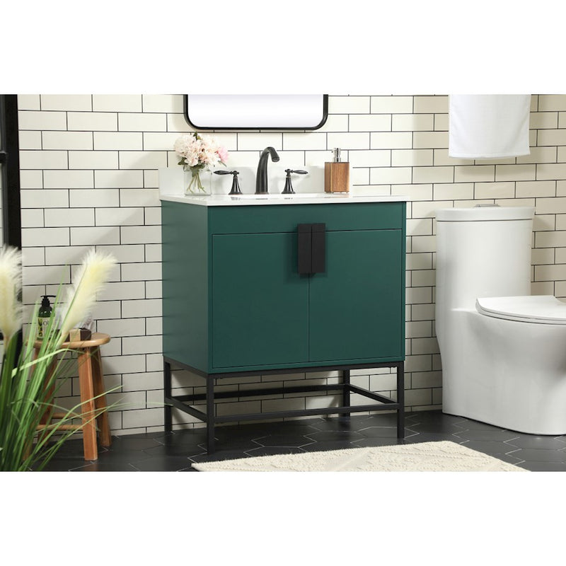 Elegant Eugene 30" Single Bathroom Vanity, Green/Backsplash