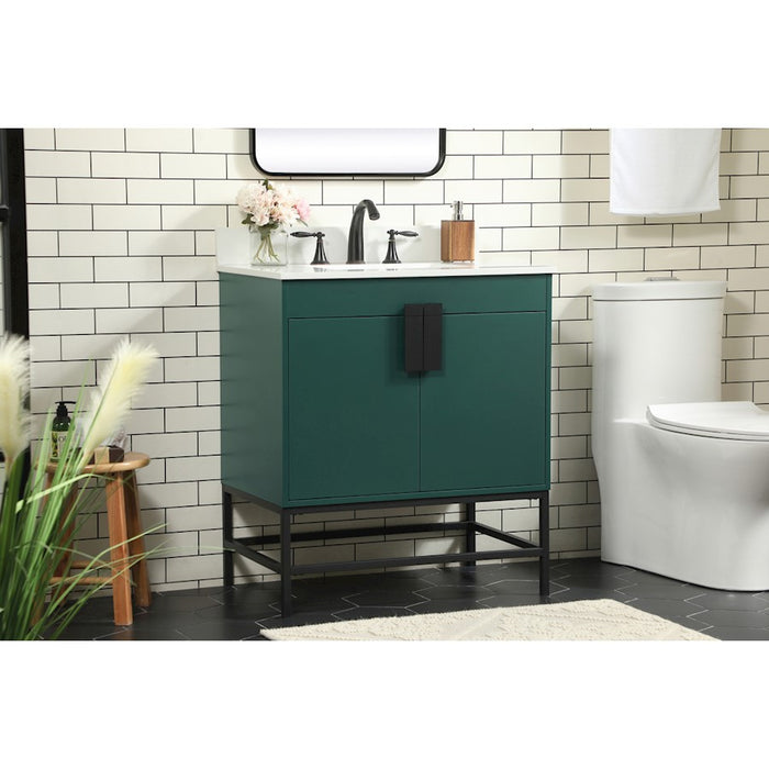 Elegant Eugene 30" Single Bathroom Vanity, Green/Backsplash