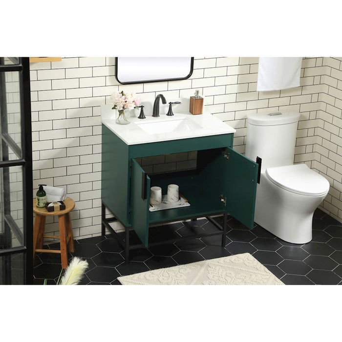 Elegant Eugene 30" Single Bathroom Vanity, Green/Backsplash