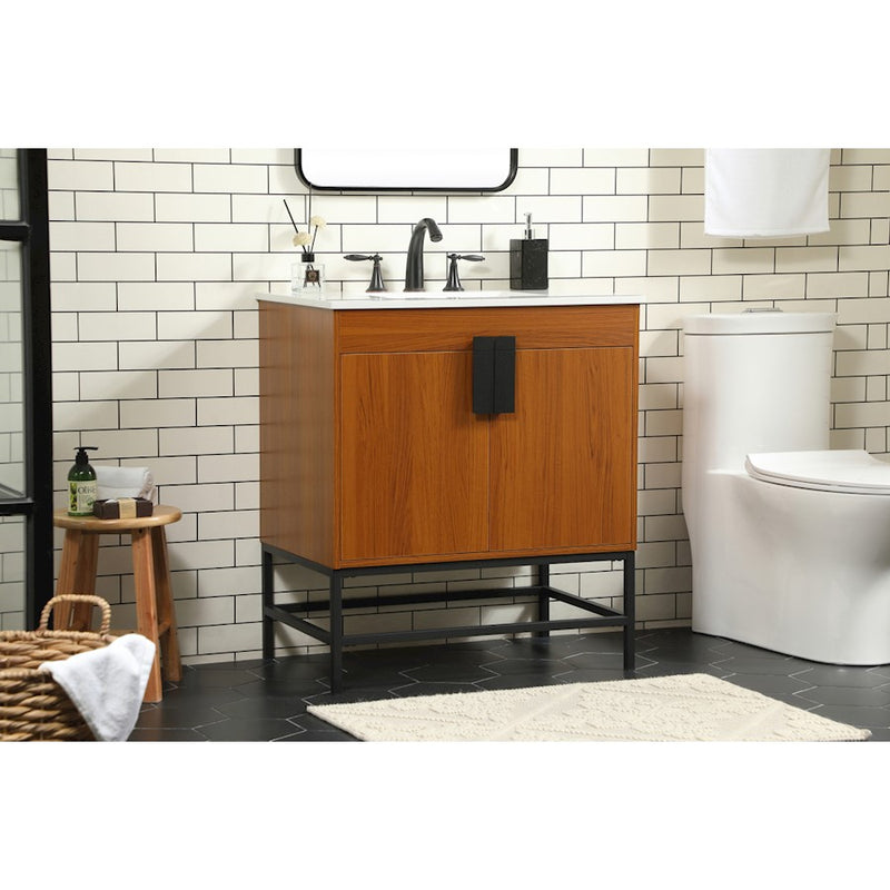 Elegant Kitchen/Bath Eugene 30" Single Bathroom Vanity, Teak
