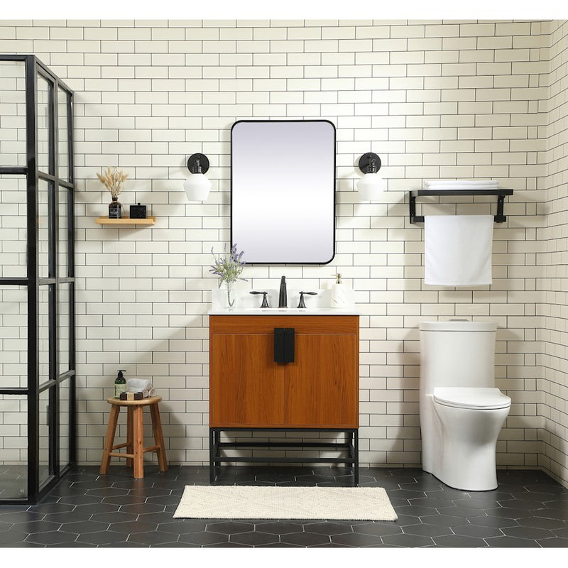 Elegant Kitchen/Bath Eugene 30" Single Bathroom Vanity, Teak