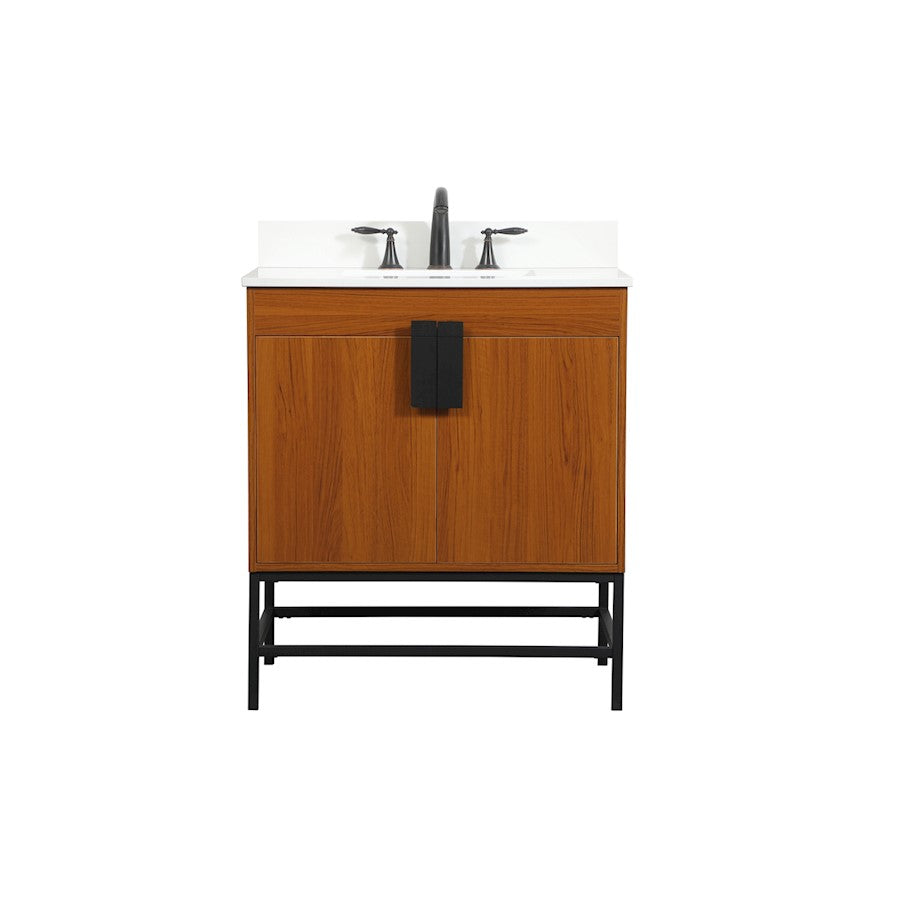 Elegant Eugene 30" Single Bathroom Vanity, Teak/Backsplash - VF48830MTK-BS