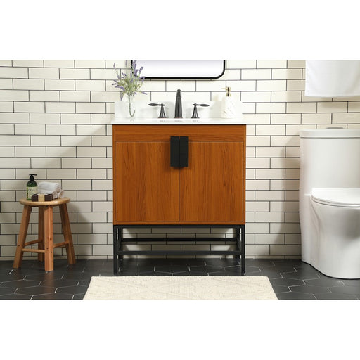 Elegant Eugene 30" Single Bathroom Vanity, Teak/Backsplash