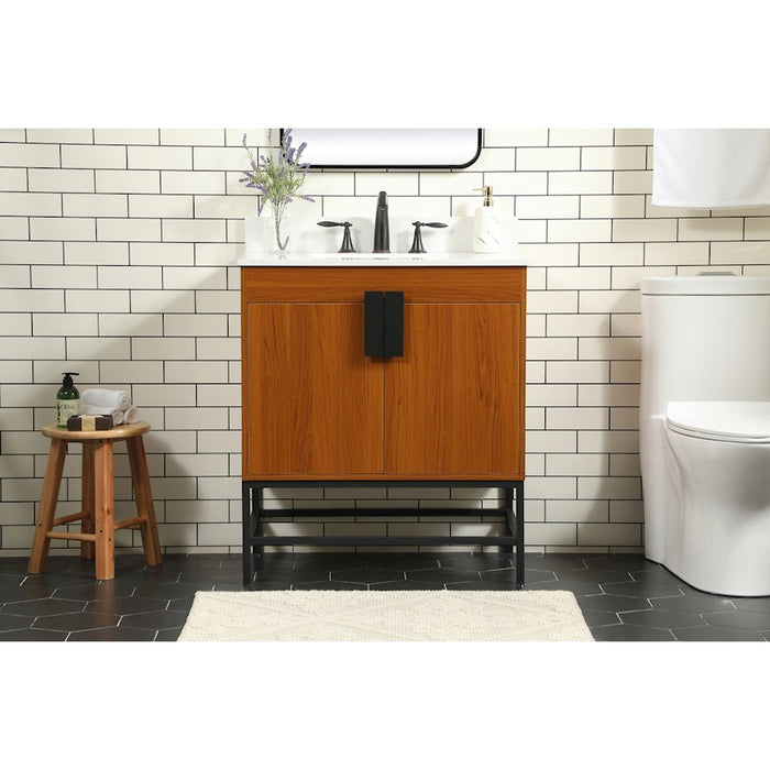 Elegant Eugene 30" Single Bathroom Vanity, Teak/Backsplash