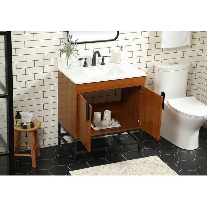 Elegant Eugene 30" Single Bathroom Vanity, Teak/Backsplash