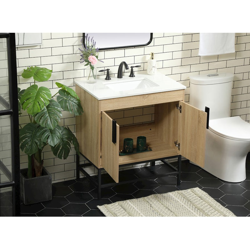 Elegant Kitchen/Bath Eugene 30" Single Bathroom Vanity, Mango Wood