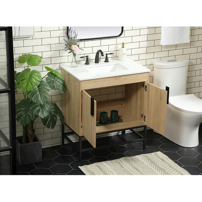 Elegant Kitchen/Bath Eugene 30" Single Bathroom Vanity, Mango Wood