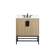 Elegant Eugene 30" Single Bathroom Vanity, Mango Wood/Backsplash - VF48830MW-BS