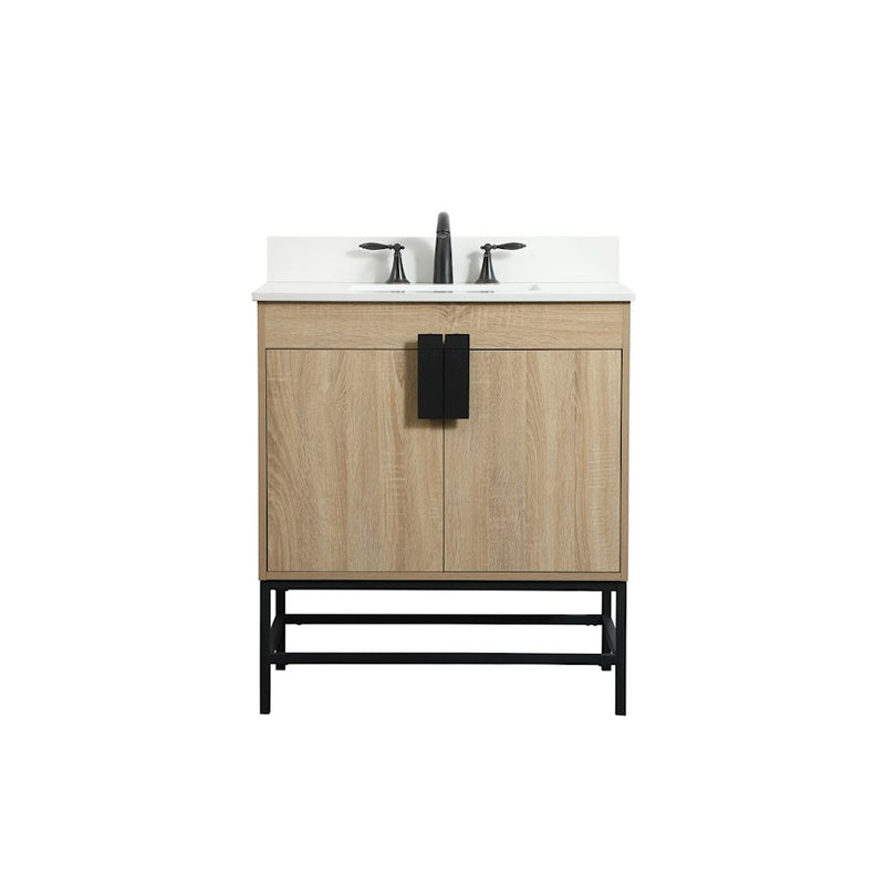 Elegant Eugene 30" Single Bathroom Vanity, Mango Wood/Backsplash - VF48830MW-BS