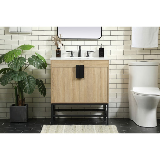 Elegant Eugene 30" Single Bathroom Vanity, Mango Wood/Backsplash