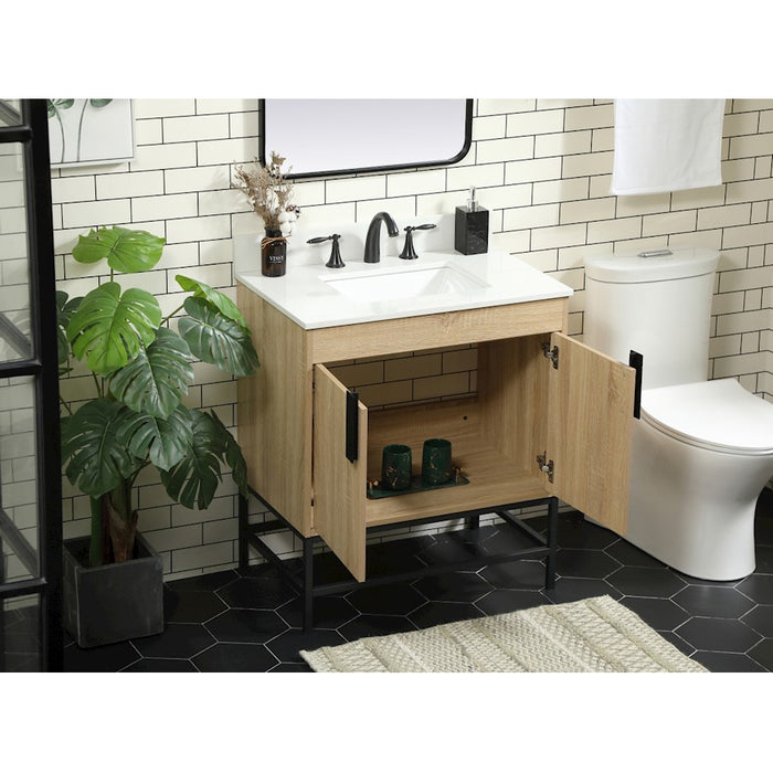 Elegant Eugene 30" Single Bathroom Vanity, Mango Wood/Backsplash