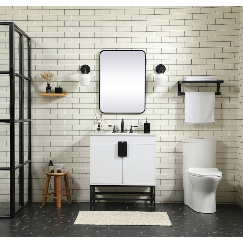 Elegant Eugene 30" Single Bathroom Vanity, Mango Wood/Backsplash