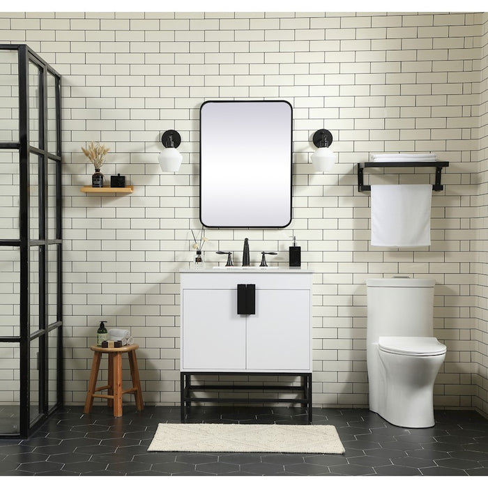 Elegant Eugene 30" Single Bathroom Vanity, Mango Wood/Backsplash